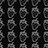 Seamless strawberries pattern. Doodle vector with strawberries icons. Vintage strawberries pattern, sweet elements background for your project, menu, cafe shop.
