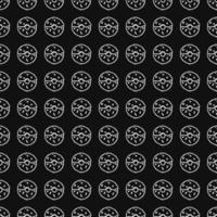 Seamless pattern with donuts. Doodle vector with donuts icons on black background.