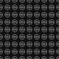 Seamless pattern with donuts. Doodle vector with donuts icons on black background.