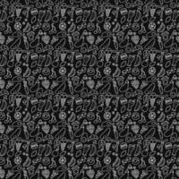 seamless pattern with food icons on black background. doodle food vector illustration. Vintage pattern with food icons, sweet elements background for your project