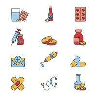 conjunto de iconos de farmacia vector