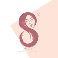 Happy woman day illustration Eight number girl head avatar symbol Vector