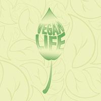 Isolated leaf with text Pattern background with leaves Vegan lifestyle Vector