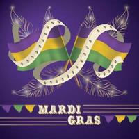 Pair of colored flags Mardi Gras poster Vector illustration