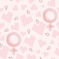 Happy woman day background Heart shape and female symbol pattern Vector