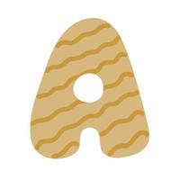 Letter A of English alphabet, doodle style decorated with simple abstract pattern vector illustration, cute funny decorative handwriting abc, handwritten font letters, lettering