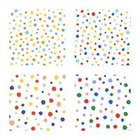 Set of cute random colourful dot pattern vector illustration. Isolated on white background
