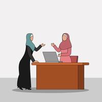 Arabic Business Characters Vector Illustration - Business Discussion