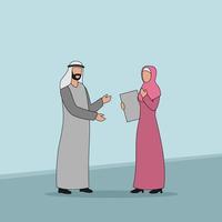 Arabic Business Characters Vector Illustration - Business Discussion