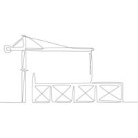 Continuous Line for Construction View Vector Illustration.