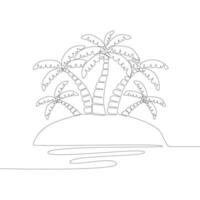 línea continua para la ilustración de vector de vista de playa.