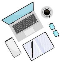 Illustration Businessmen Tools Work On the Desk. Vector Design Illustration