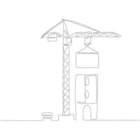 Continuous Line for Construction View Vector Illustration.