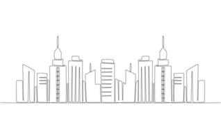 Continuous Line for Building View Vector Illustration.