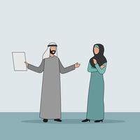 Arabic Business Characters Vector Illustration - Business Discussion