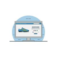 Ilustración de vector de concepto de compra en línea de zapatos de fútbol. tecnología digital para compras