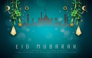 elegant eid mubarak background with blue colour design