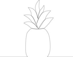 Simple continuous line drawing Pineapple on the beach. The symbol of a holiday by the sea. Summer timer. Vector Illustration.