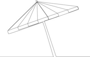 Simple continuous line drawing Beach Umbrella. The symbol of a holiday by the sea. Vector Illustration.