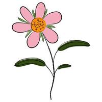 Hand Draw Brush Flower. vector