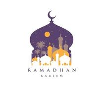 Ramadan Kareem design template background with mosque vector