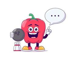 red bell pepper playing bowling cartoon mascot vector
