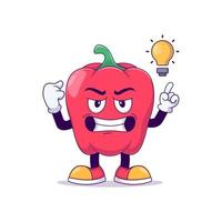 show strong pose red bell pepper cartoon vector