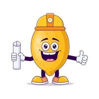 Architect lemon cartoon mascot character vector