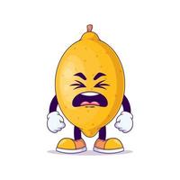 lemon cartoon mascot showing disgust expression vector