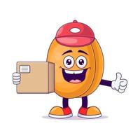 Courier peach cartoon mascot character vector