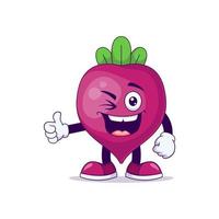 beetroot cartoon mascot showing thumbs up expression vector