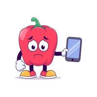 unhappy red bell pepper cartoon mascot