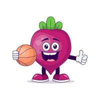 beetroot playing basketball cartoon mascot character vector