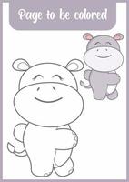 coloring page for kid . cute hippo vector