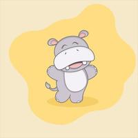 cute hippo is happy vector