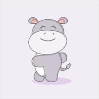 cute hippo is happy vector