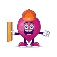 Carpenter beetroot cartoon mascot character vector