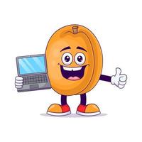 With laptop peach cartoon mascot character vector