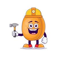 Construction peach cartoon mascot character vector