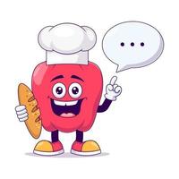 Baker red bell pepper cartoon mascot character vector