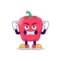 show strong pose red bell pepper cartoon vector