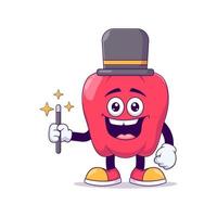 Magician red bell pepper cartoon mascot character vector