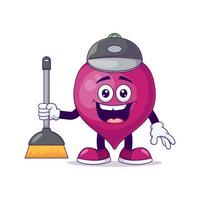 Cleaner beetroot cartoon mascot character vector