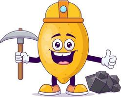 Miner lemon cartoon mascot character vector