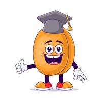 Graduation peach cartoon mascot character vector