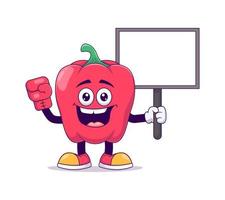 Boxing red bell pepper cartoon mascot character vector