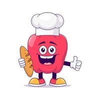 personaje de mascota de dibujos animados de pimiento rojo panadero vector