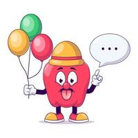 Clown red bell pepper cartoon mascot character vector