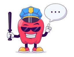 Policeman red bell pepper cartoon mascot vector