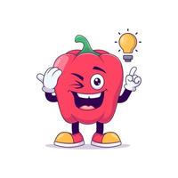 ponerse de pie y dar una pose de saludo dibujos animados de pimiento rojo vector